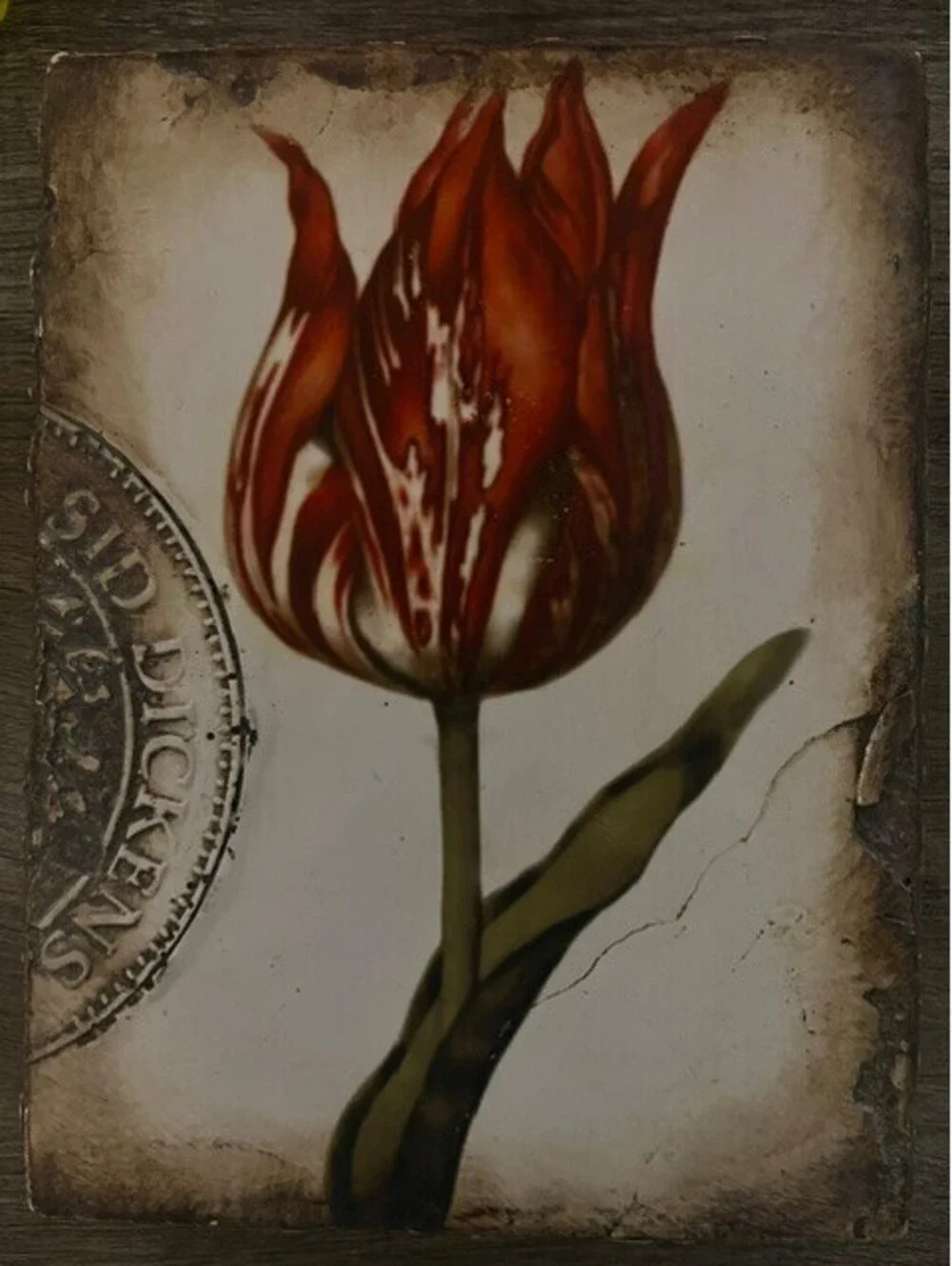 Sid Dickens T-98 Scarlet Tulip Retired Memory Block Wall Tile Collectible